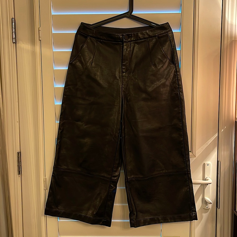 Cropped Faux Leather Pants